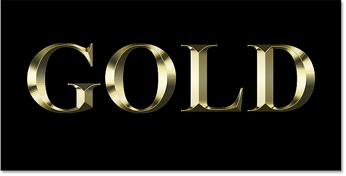 The gold text effect after increasing the Depth value