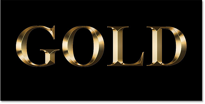 The gold letter effect after applying the Inner Glow layer style