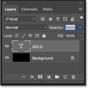 The Layers panel in Photoshop showing the Type layer and the Background layer