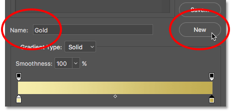 Saving the custom gradient in the Gradient Editor