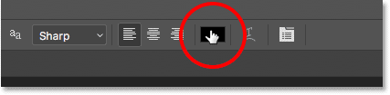 Clicking the type color swatch in Photoshop's Options Bar