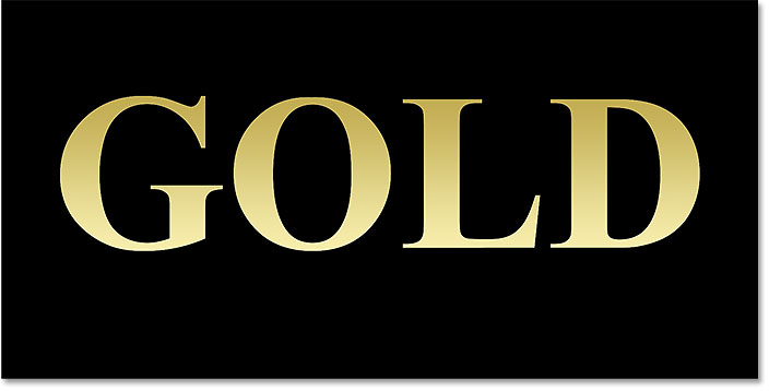 The gold text after editing and applying the gradient.