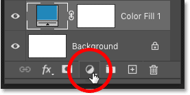 Clicking the New Fill or Adjustment Layer icon in Photoshop's Layers panel