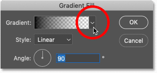 Opening the gradient preset picker from the Gradient Fill dialog box