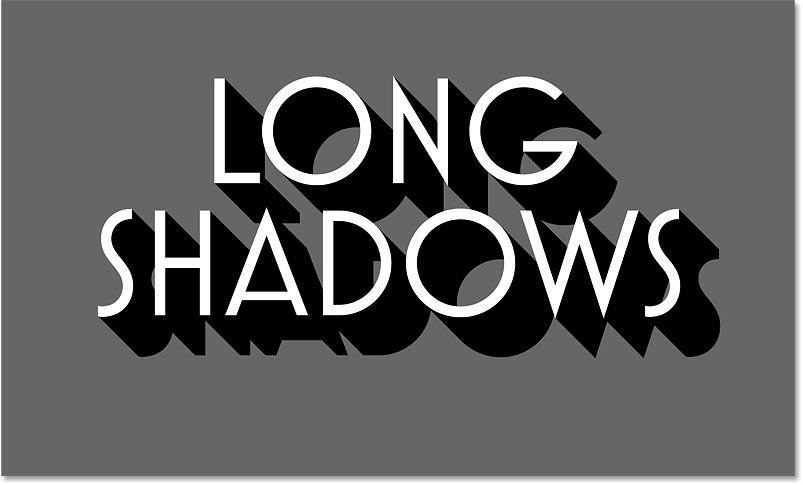 The long shadow effect in Photoshop using 100 copies of the black text