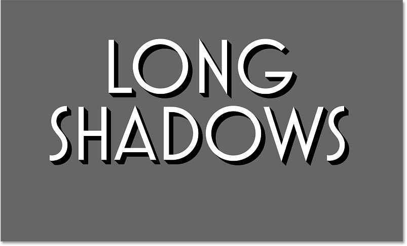 The long shadow effect using 20 copies of the black text in Photoshop