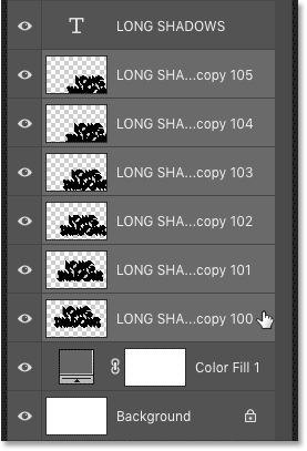 Selecting all shadow layers in Photoshop's Layers panel