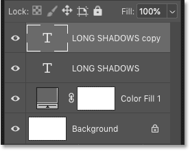 Photoshop's Layers panel showing the copy of the type layer