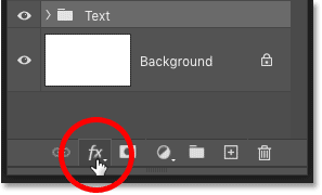 Clicking the fx icon in Photoshop's Layers panel