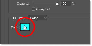 Clicking the color swatch to change the color of the fourth stroke