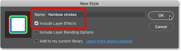 Creating a new layer style preset in Photoshop