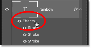 Right-clicking (Win) / Control-clicking (Mac) on the word Effects below the type layer