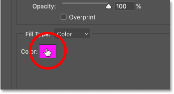 Clicking the color swatch to change the second stroke's color