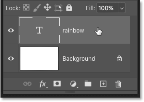 Selecting the type layer in Photoshop's Layers panel.