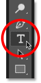 Selecting Photoshop's Type Tool from the toolbar