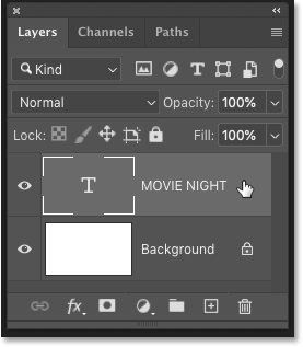 Selecting the type layer in Photoshop's Layers panel