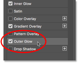 Adding an Outer Glow layer style. 