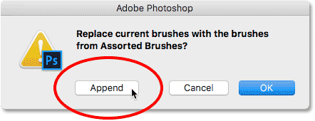 Clicking Append to add the new brushes. 