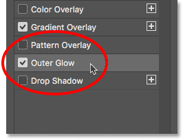 Adding an Outer Glow layer style. 