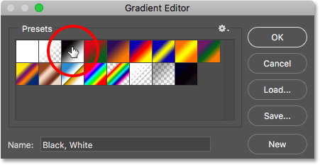 Choosing the Black, White gradient to start. 