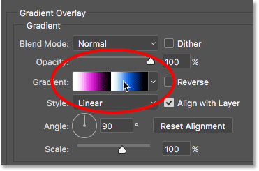 Clicking the gradient color swatch. 