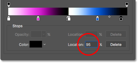 Changing the location of the final color stop to 95 percent. 