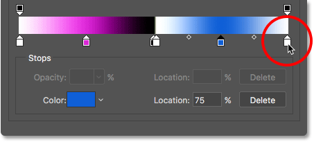 Double-clicking on the color stop on the right. 