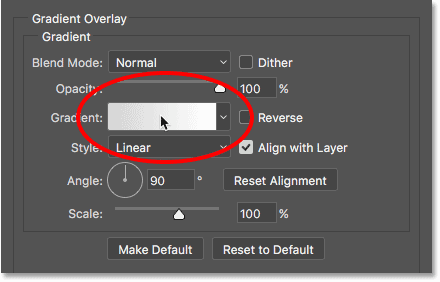 Clicking the gradient color swatch. 