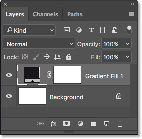 The Layers panel showing the Gradient fill layer. 