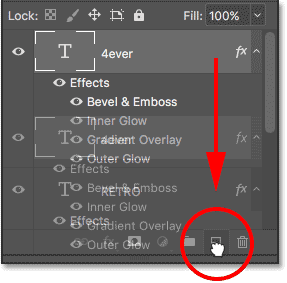 Dragging the 4ever Type layer onto the New Layer icon. 