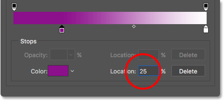 Setting the Location to 25%. 