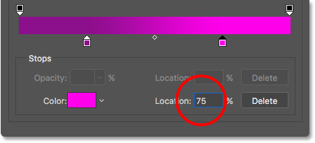 Changing the Location of the color stop to 75 percent. 