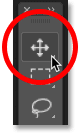 Selecting the Move Tool from the Toolbar in Photoshop