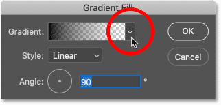 Choosing a new gradient in Photohop's Gradient Fill dialog box