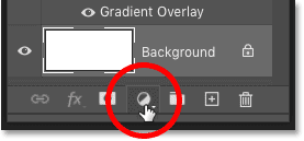 Clicking the New Fill or Adjustment Layer icon in Photoshop's Layers panel