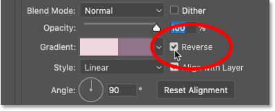 How to reverse the order of the gradient colors in Photoshop