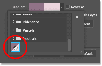 Selecting the split-color gradient to use with the stroke around the text