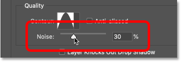 Increasing the Noise value for the drop shadow in Photoshop