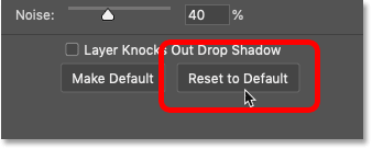 Restoring the default Drop Shadow settings in Photoshop