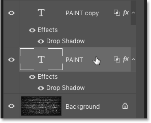 Selecting the original Type layer in the Layers panel