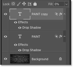 Photoshop's Layers panel showing the Type layer copy above the original