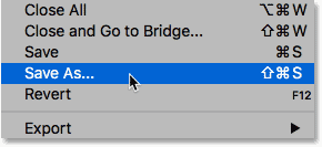Choosing the Save As command in Photoshop