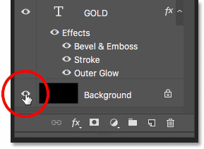 Hiding the background behind the text by clicking the Background layer's visibility icon.