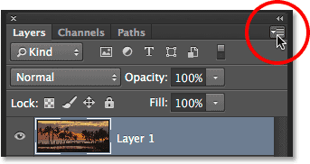 Clicking the menu icon in the top right of the Layers panel.