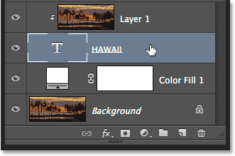 Selecting the Type layer in the Layers panel.