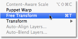 The Free Transform command in Photoshop. Image © 2010 Photoshop Essentials.com.