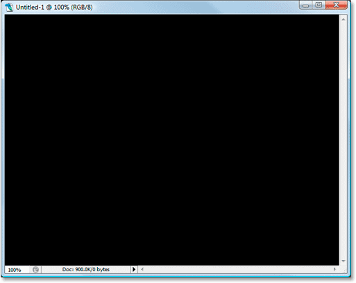 Adobe Photoshop Text Effects: The new document is now filled with black.