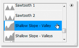 تأثيرات Adobe Photoshop Text: تحديد محيط "Shallow Slope-Valley".