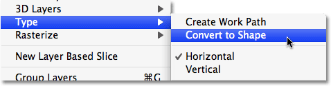 Converting type to a shape in Photoshop. Image © 2009 Photoshop Essentials.com