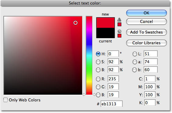 The Color Picker in Photoshop. Image © 2009 Photoshop Essentials.com